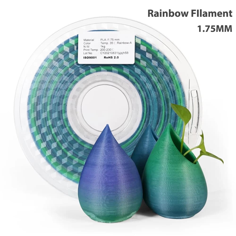 PLA Rainbow Multicolor FIlament 1KG 1,75mm Rainbow with thermal material 3D printer materials Rainbow 250g
