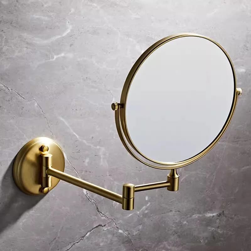 Specchio da bagno in oro spazzolato Specchio da toeletta da 8 pollici Specchio ingranditore 3X/1X Specchio per trucco pieghevole in oro Specchio cosmetico Regalo per signora