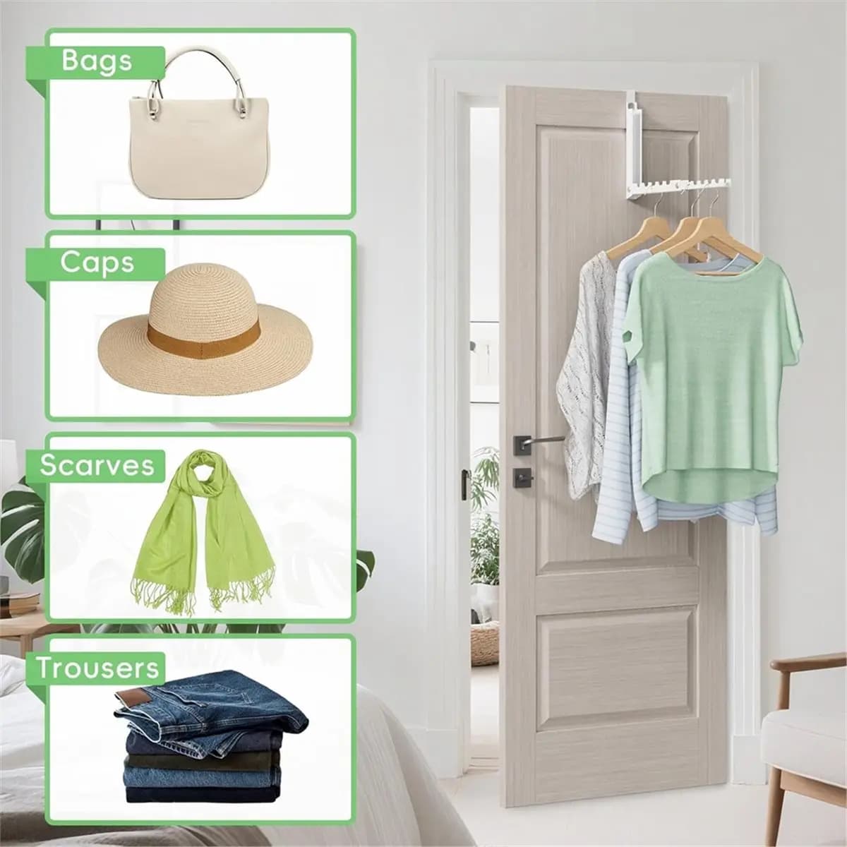 newA10R 2 Pcs over Door Hooks,over the Door Clothes Hanger with 10 Ridges,Space-Saving over the Door Drying Rack,Door Hooks