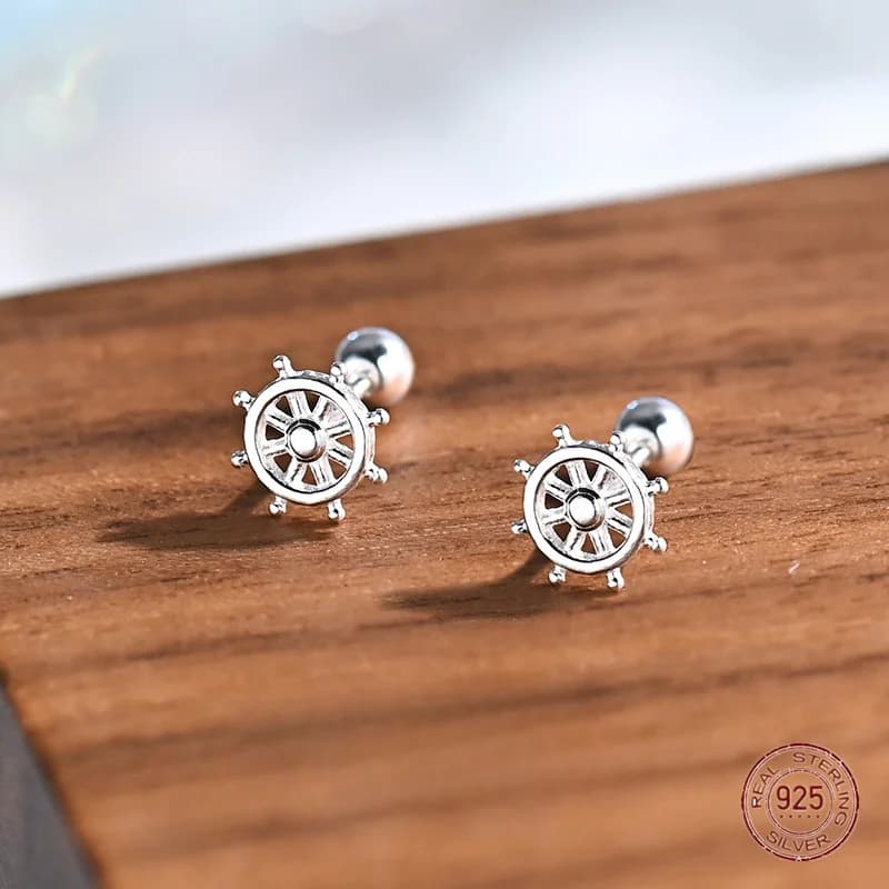 Orecchino a ruota del vento in argento Sterling 925 orecchini di ancoraggio per barca creativi di moda gioielli regalo di compleanno per donna