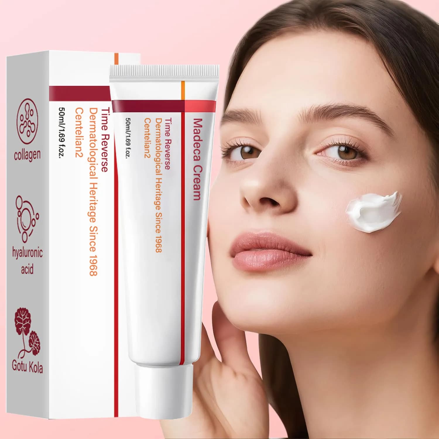 Collagen Cream Madeca Time Reverse Advanced to Rapid Absorption, Nutrition, Moisturizing, Rassodant, Reduces Rugs, Korean Skin Care with Centella