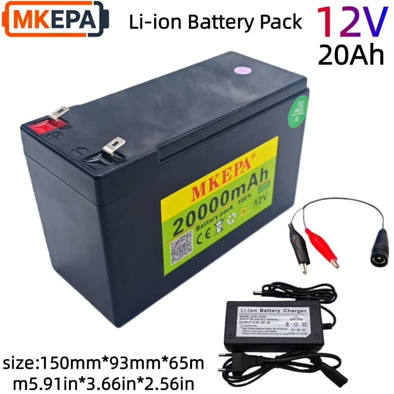 12V 20Ah 18650 Rechargeable lithium battery pack 12.6V 20000mAh With BMS For Sprayer Fishing Boat Portable Emergency Power Bank