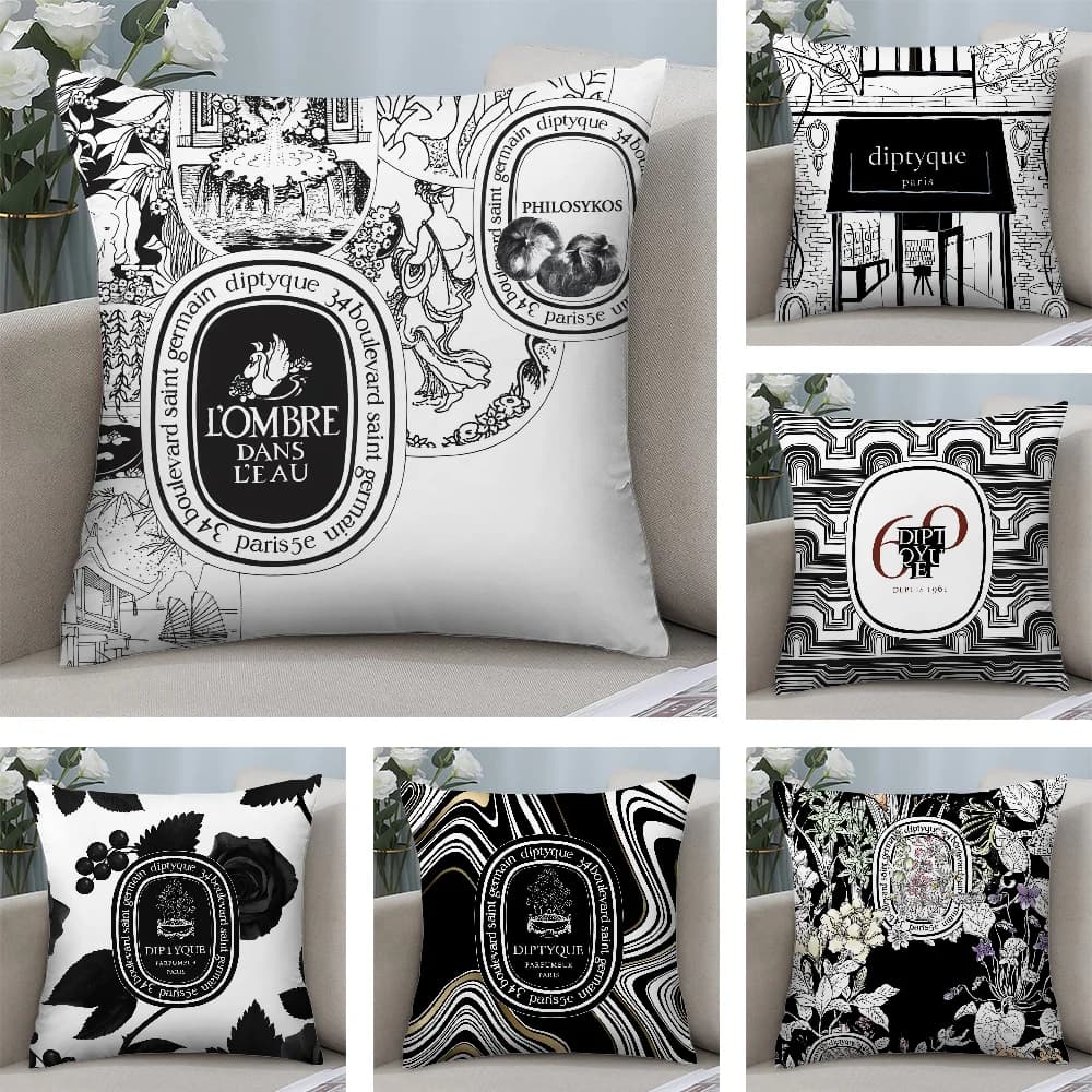 Fashion Brand D-Diptyques-es Pillow Case Short Plush Pillow Covers Sofa Decorative Gift Home Double-sided Printing Cushion Cover