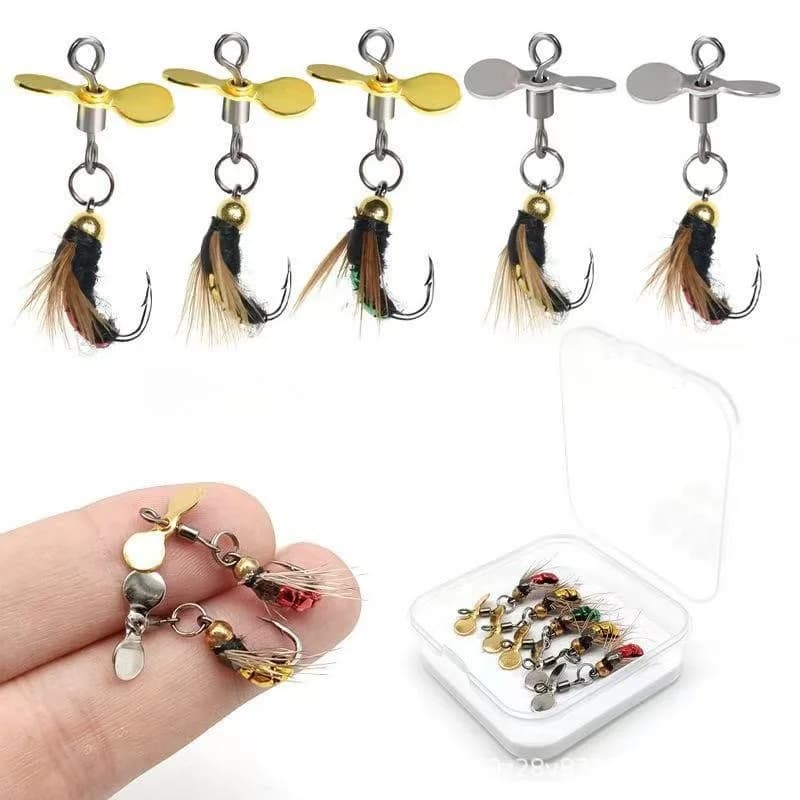 5 pz/set Simulato Esca A Mosca Elica Spinner Topmouth Culter Mare Persico Esca Accessori Per la Pesca Esche Da Pesca pesca