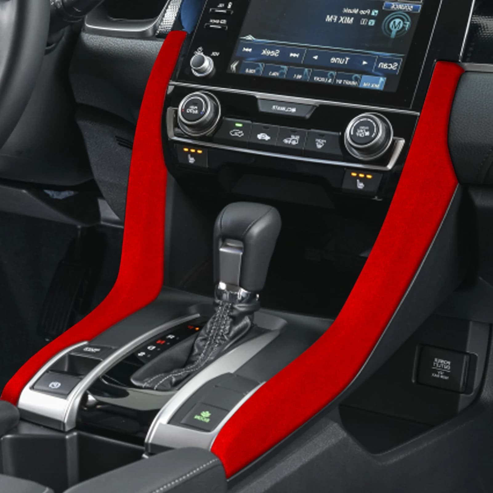 For Honda Civic 10th 2016-2020 Black Suede Center Console Both Side Panel Decorative Cover Car Interior Modification Accessories