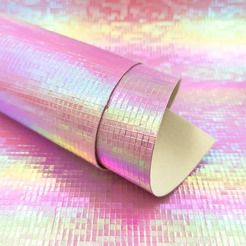 20*120 CM Rotolo MOSAIC Laser Iridescente PU Tessuto di Pelle Cucito Fatto A Mano Bambola Abbigliamento Materiale Regalo Decor FAI DA TE Impermeabile artigianale