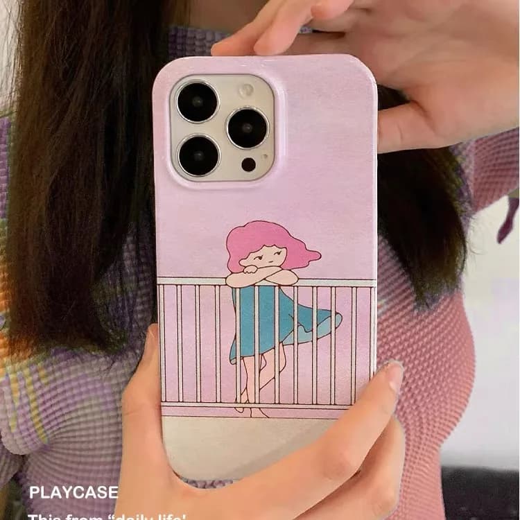 Cute Pink Hairdryer Girl Phone Case for IPHONE 17 Air 16E 15 PROMAX 14 15 Plus 13 12 MINI 11PRO 16Plus XR XS Acrylic Phone Cover