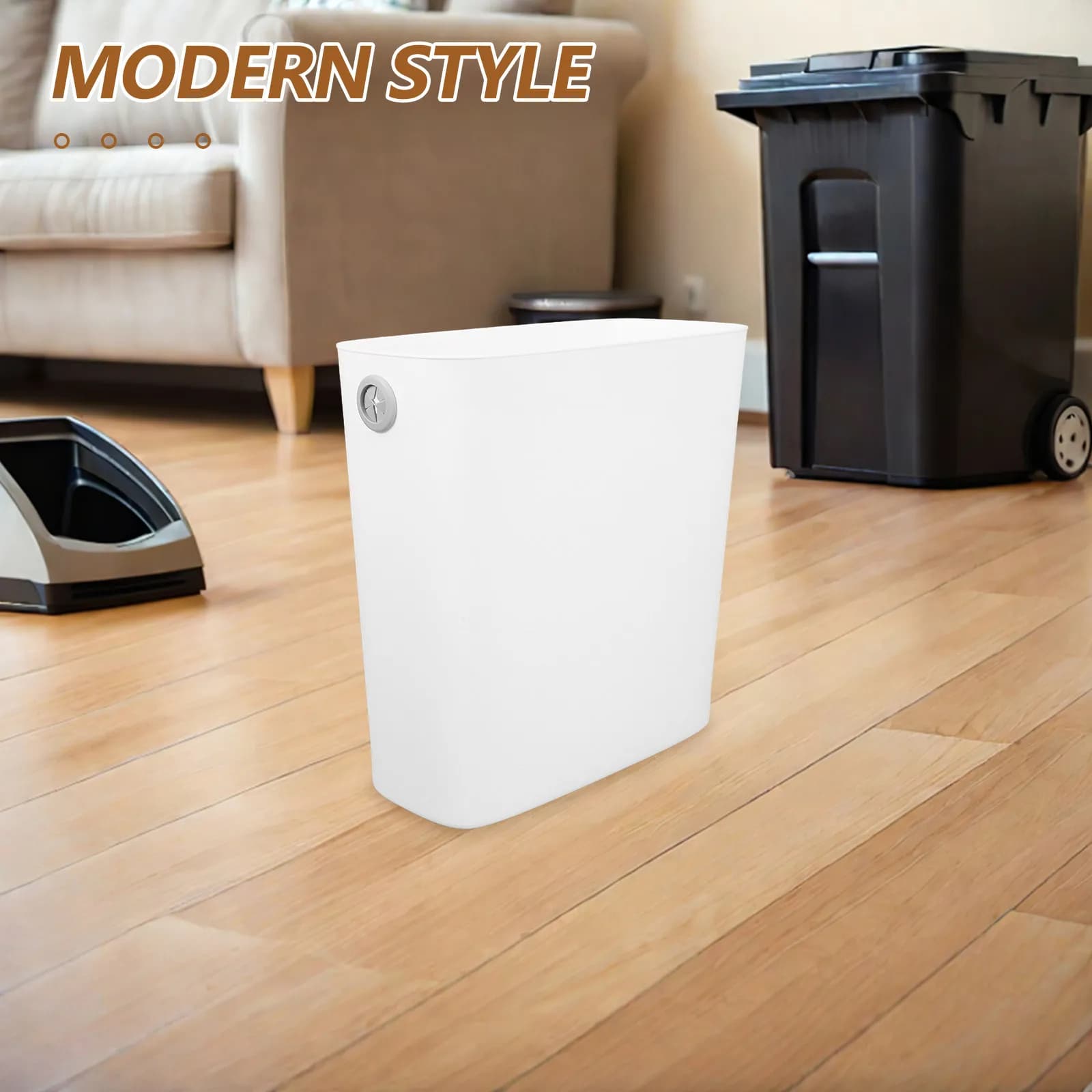 2Pcs Narrow White Trash Bin Slim Plastic Garbage Can for Kitchen Bathroom Office Bedroom Waste Basket Garbage Can White