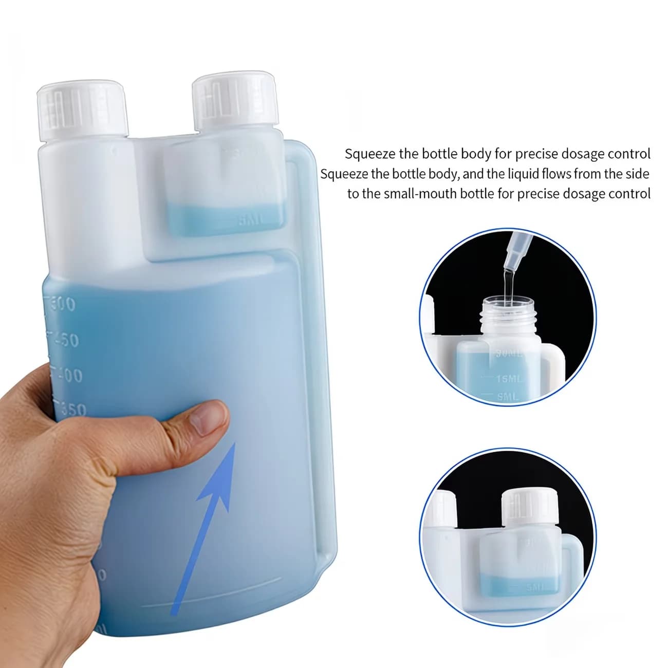 500+25ml HDPE Plastic Graduated Storage Bottles With Lids For Liquid Soap Shampoo Cleaner Lab Chemical Dispenser