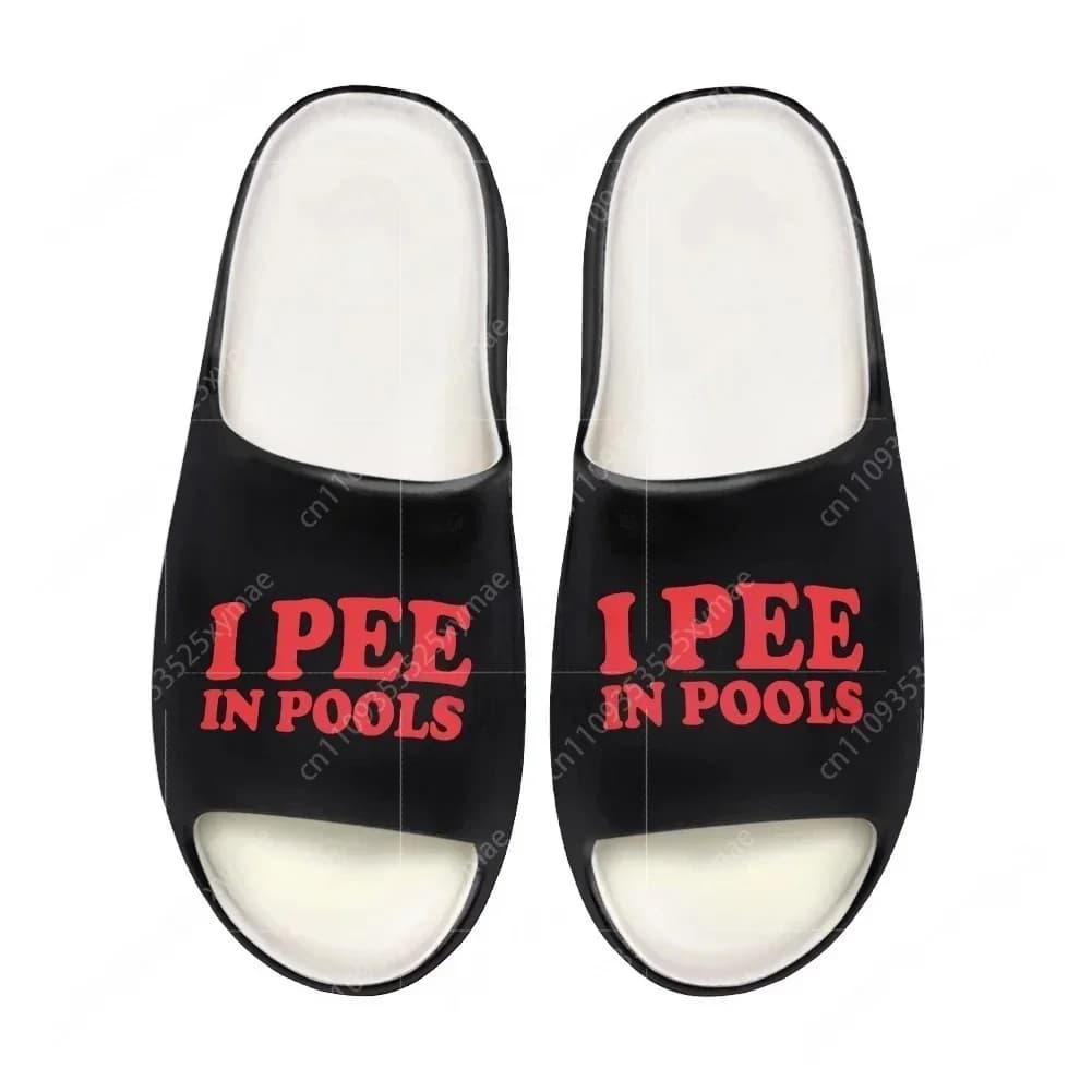 I Pee in Pools Soft Sole Sllipers Mens Womens Teenager Bathroom Home Clogs Customize Made Beach Water Shoes on Sandals Shoes