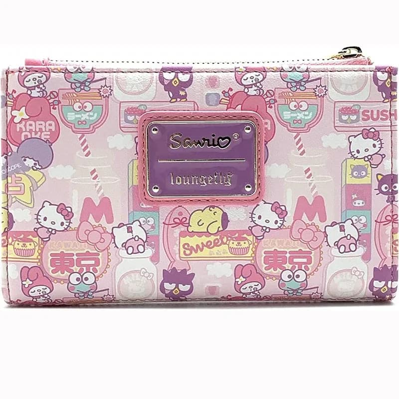 Kawaii Fashion Loungefly Hello Kitty Purse Clutch Purse Women's Purse Card Bag Double Fold Pink Coin Purse Girlfriend Gifts