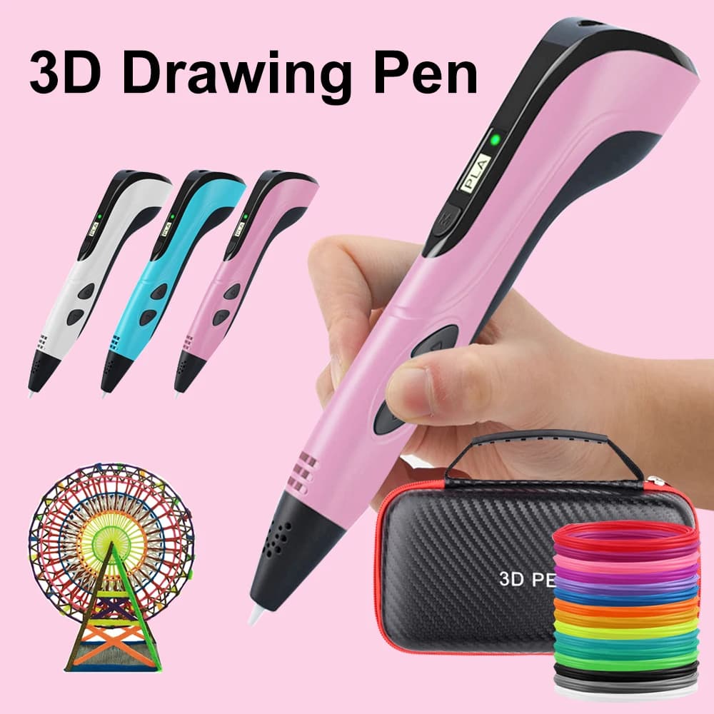 New 3D Pen 3D Printing Pen for Kids PLA Filament from 1.75 mm DIY Design Birthday Christmas Gifts for Kids with Travel Case