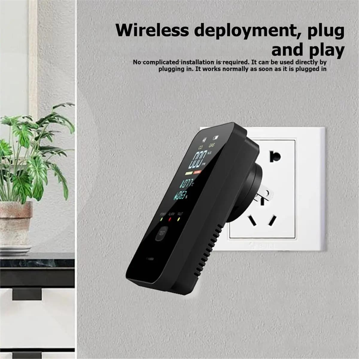 salego 4-in-1 Carbon Monoxide Gas Leak Monitor 0-999ppm Detection Anti-Poisoning Explosion Protection Alarm Detector EU PLUG A