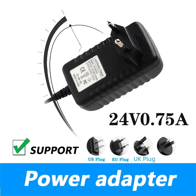 Adattatore di Alimentazione 24V 0.75A Universale Regolato con Spina EU US UK AU DC 5.5*2.1MM