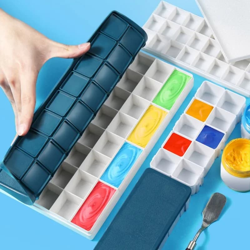 Art Paint Box 24/36 Grid Soft Cover Sealed Moisturizing Oil Paint Storage Watercolor Palette Acrylic Paints Tray Art Supplies