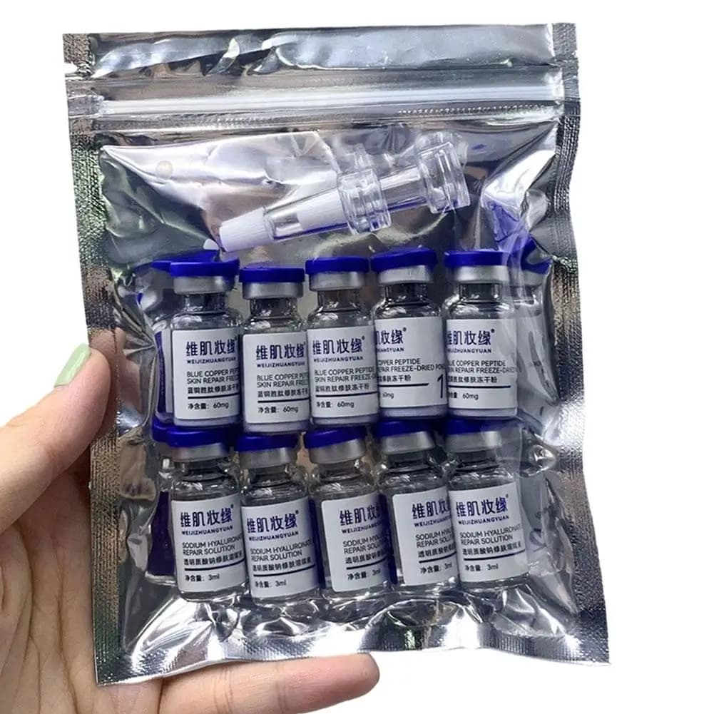 Blue Copper Peptide Lyophilized Powder Kit GHK‑Cu Anti‑Aging Firming Anti‑Wrinkle Repair Skin Barrier Brightening Moisturizing