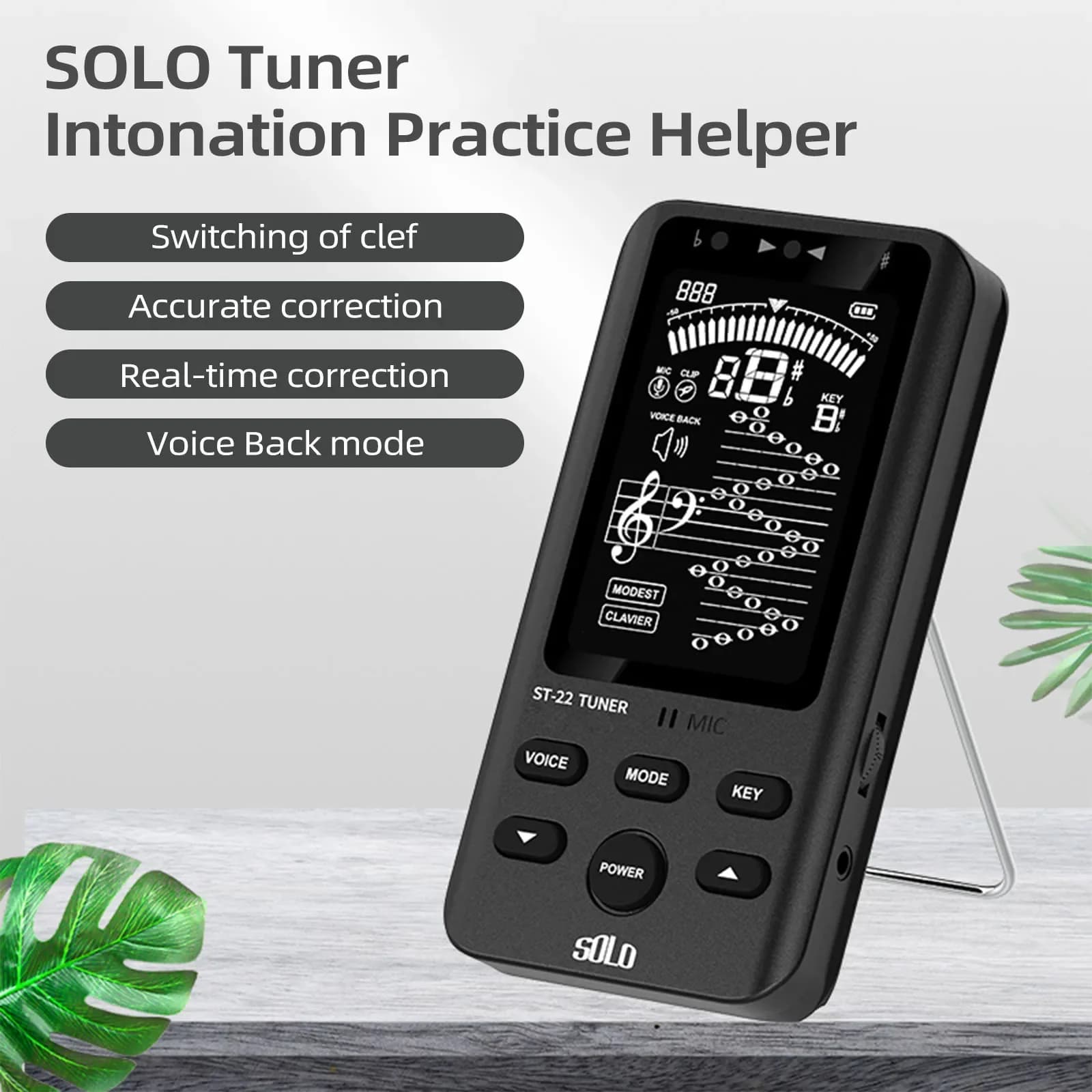 Metronomo/tuner digitale ricaricabile Solo St22 - Monitoraggio del suono e tempo variabile schermato per chitarra/bassi/violino/ukulele
