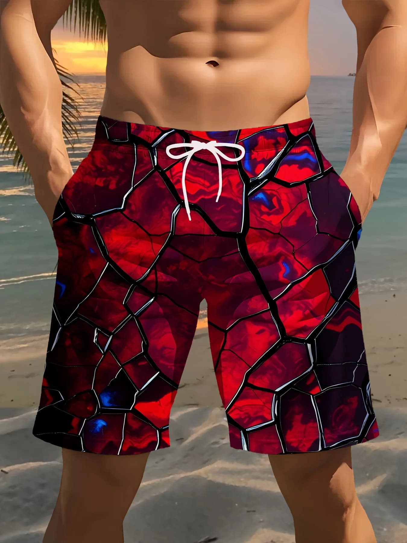 Men's wide shorts Hip-hop Streetwear Harajuku with 3D Print Fantasia Shattered Effect, Fashion 2026 Trendy