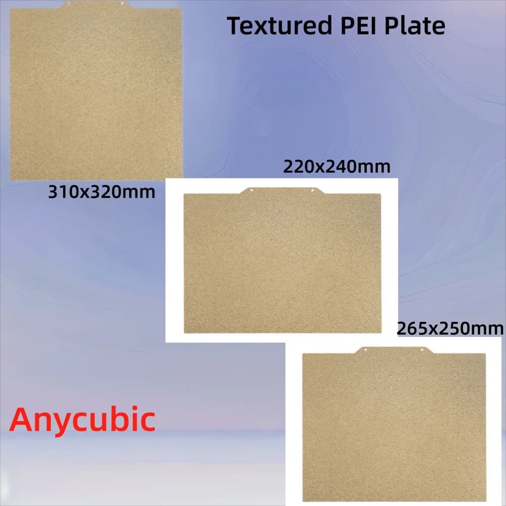 Piastra di costruzione Anycubic PEI per letto riscaldato Kobra Plus/Vyper /Mega S 310x320/265x250/220x240mm Letto in acciaio PEI strutturato a doppia faccia