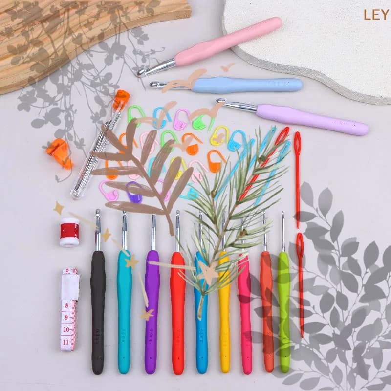 Portable Crochet Hook Set Multicolor: Knitting Needles Storage Bag Weaving Tool Kit DIY Sewing Craft Projects