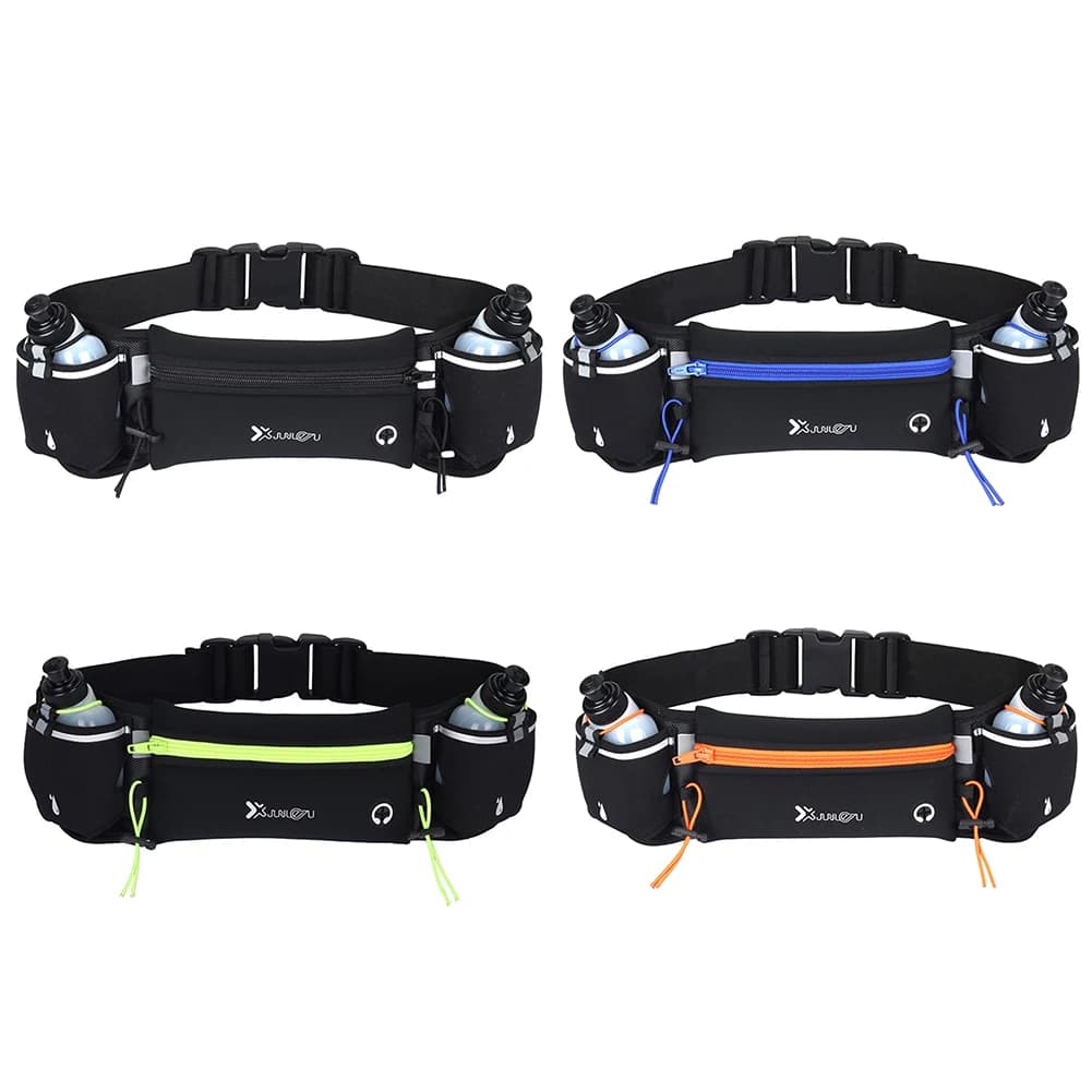 Running belt for hydration with bottles pockets Multiple wallet adjustable strap for climbing racing