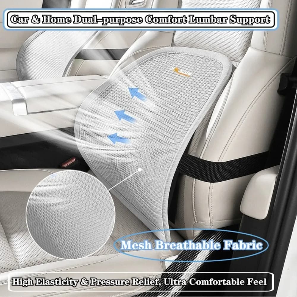 2 Pezzi Cuscino Lombare Universale per Auto Quattro Stagioni, Traspirante, Doppio Uso per Casa e Auto, Supporto per la Schiena