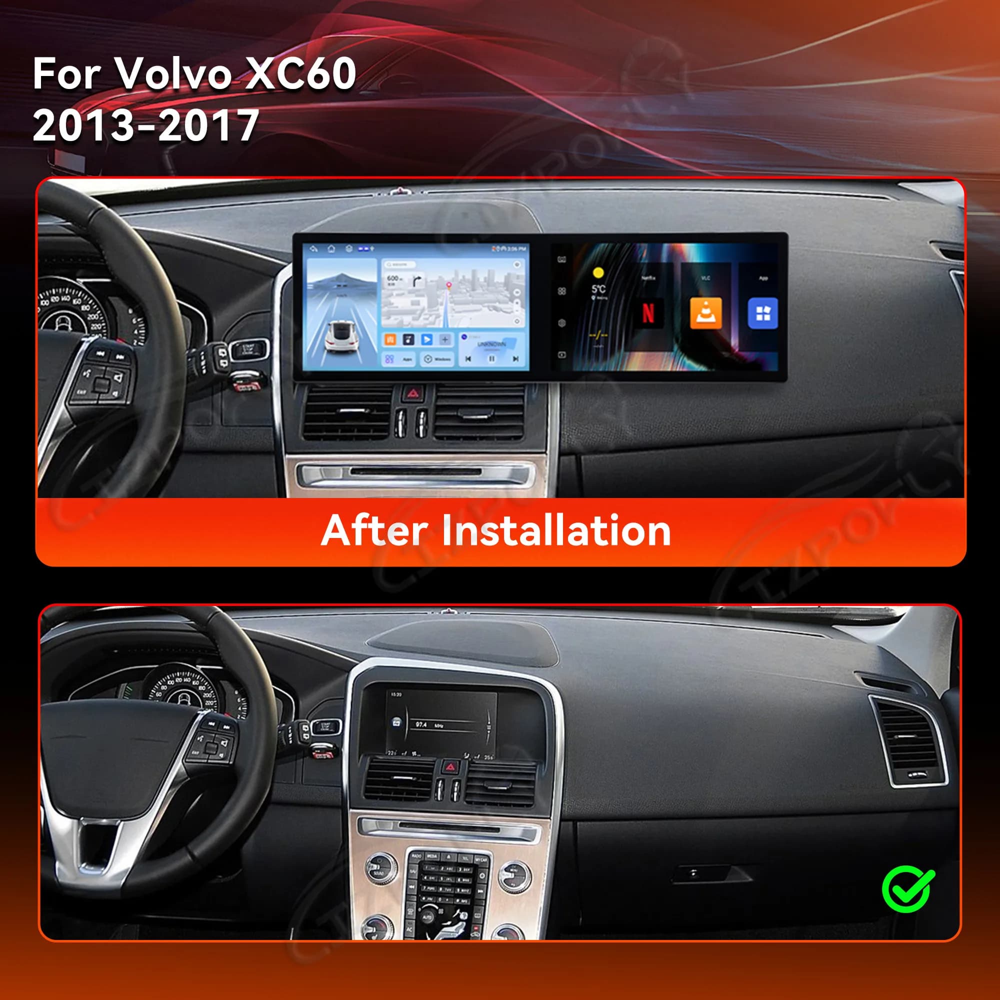 11.5'' Android14 Car Radio For Volvo XC60 2013-2017 Touchscreen GPS Navigation Carplay Stereo Multimedia Player Video DSP BT Wif
