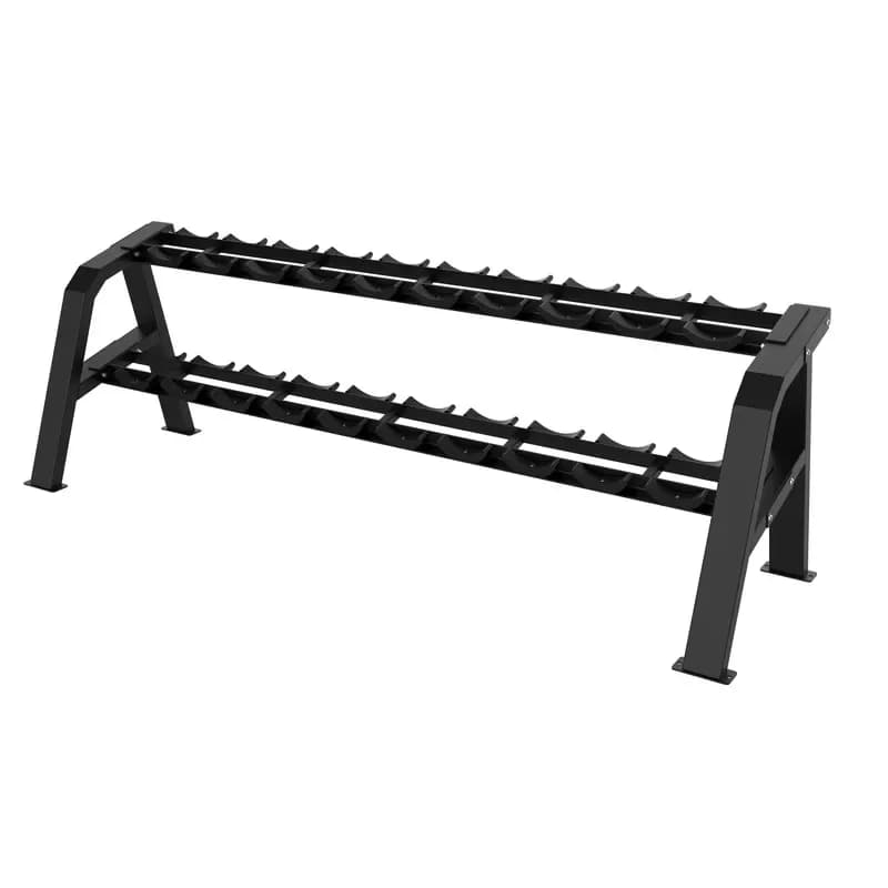 2 Layer Adjustable Heavy Duty Steel Dumbbell Kettlebell Rack Indoor Fitness Storage Stable Organizer