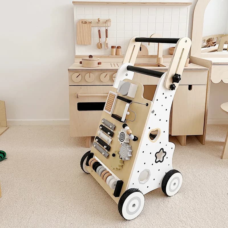 Girello per bambini da 0 a 3 anni, passeggino per prevenire le gambe a O e favorire la camminata - giocattolo in legno multifunzionale