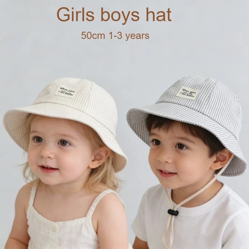 Cappello da Sole per Bambini 50cm 1-3 Anni, Cappello da Pescatore in Cotone alla Moda per Bambine e Bambini, Berretto Parasole per Primavera ed Estate