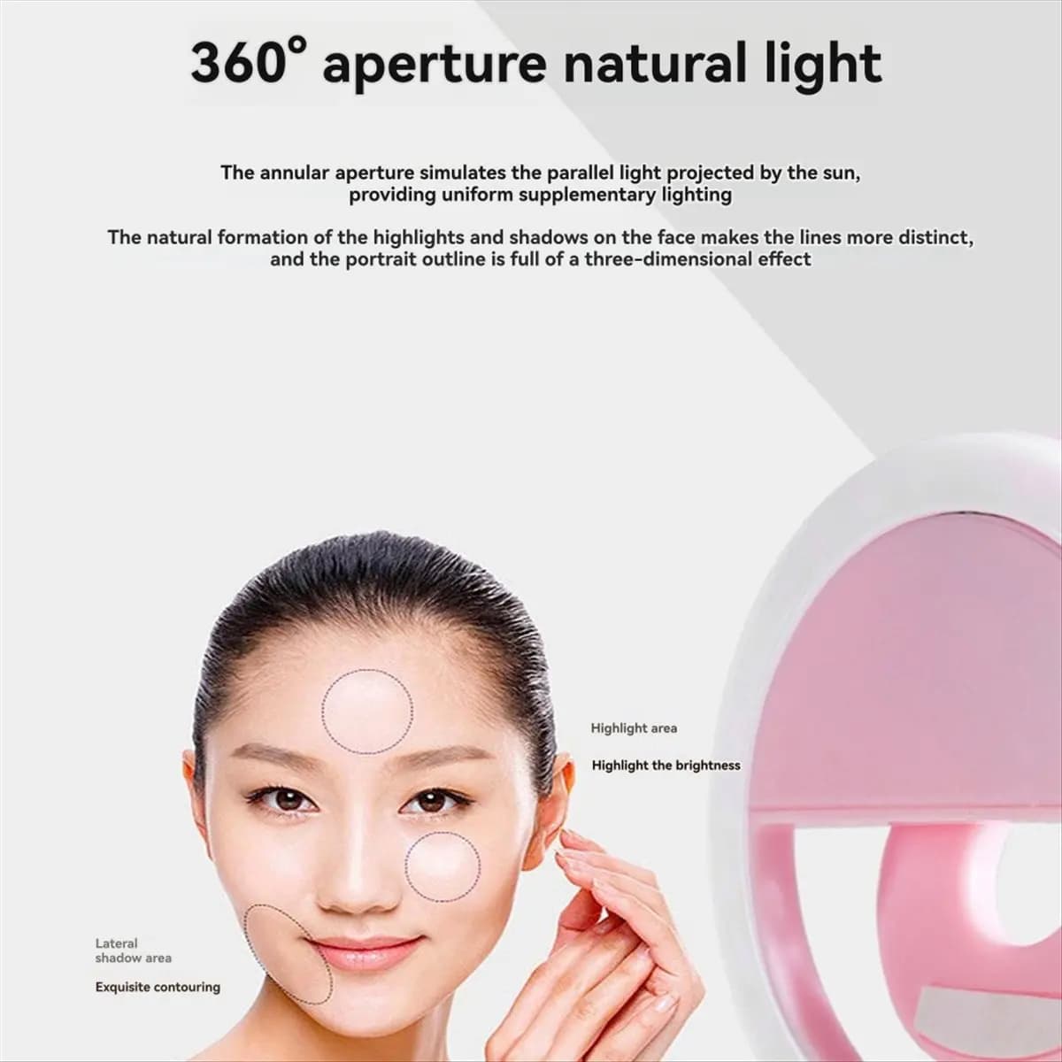 Sells well Rechargeable LED Selfie Ring Light with 3-Level Adjustable Brightness Portable Mobile Phone Lens Selfie Lamp White