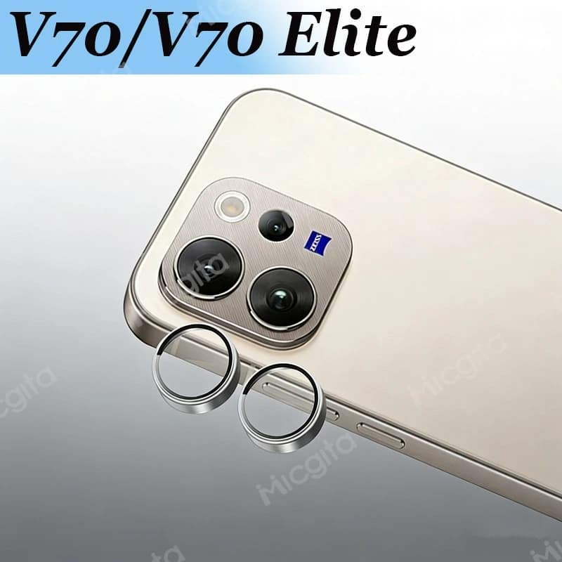 V70 Per VIVO V70Elite Protezione per fotocamera Design 3D Anello in metallo antiurto con protezione in vetro temperato antigraffio 1/2 pezzi