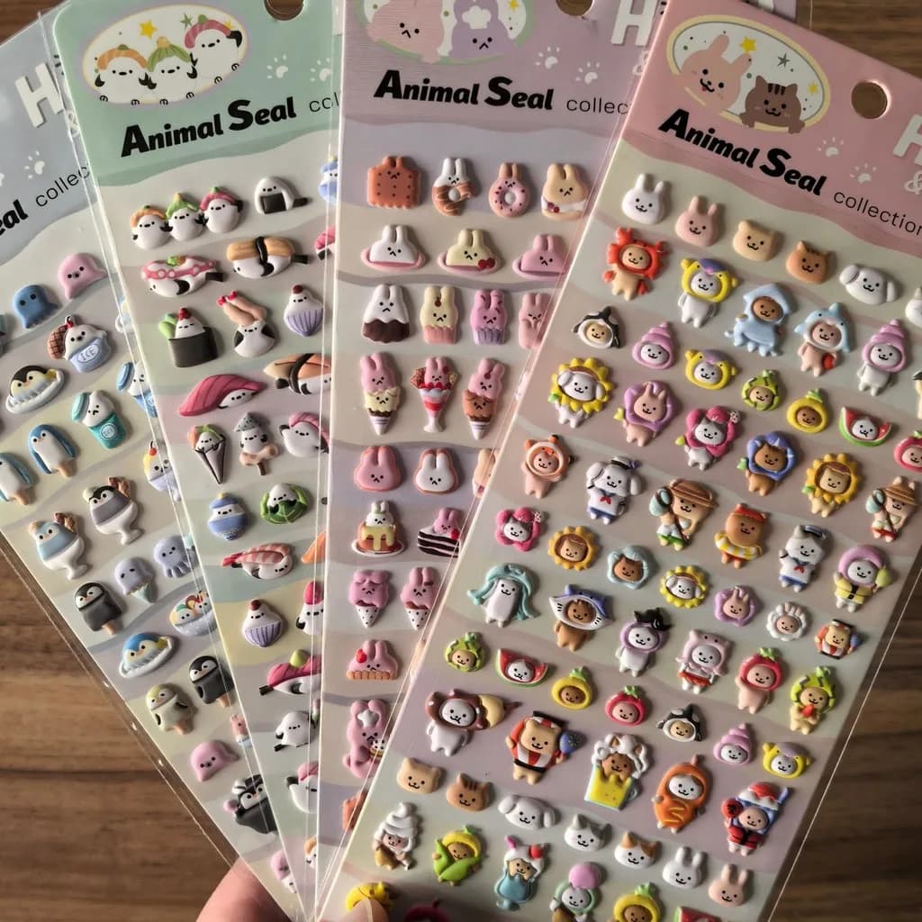 Set di Adesivi 3D a Forma di Animali (4 Pezzi) - Decorazioni Adorabili per Agende, Lavori Artigianali e Quaderni
