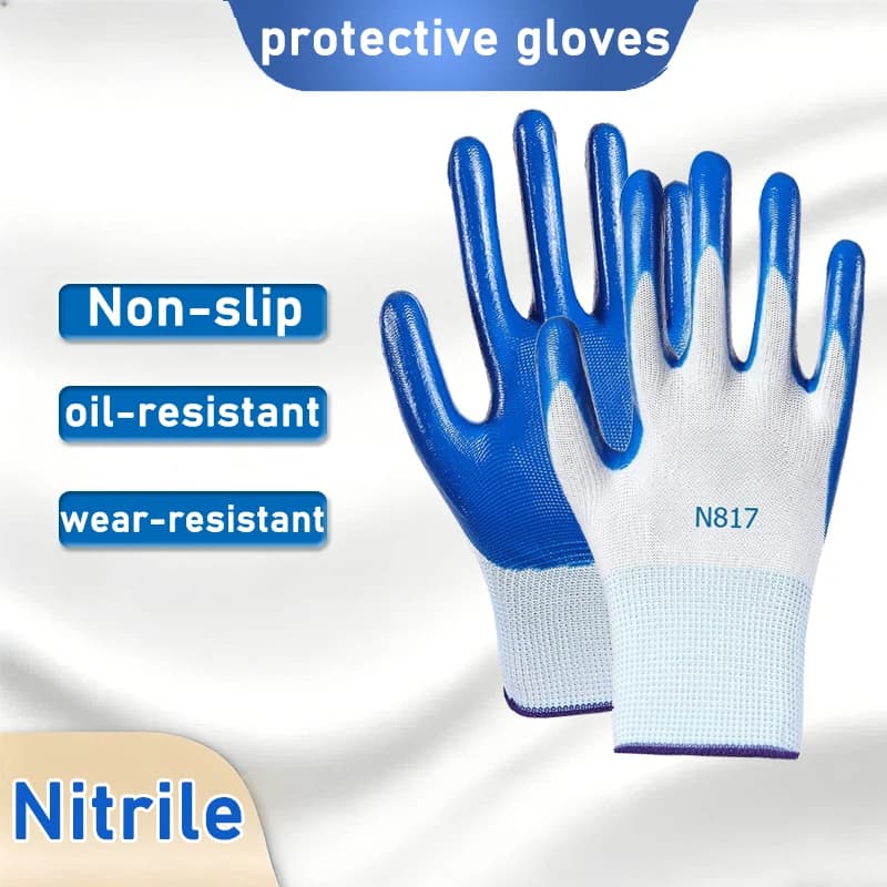 Guanti Resistenti in Lattice e Nitrile per Protezione Lavorativa, Resistenti all'Olio, Adatti per Cantieri Edili