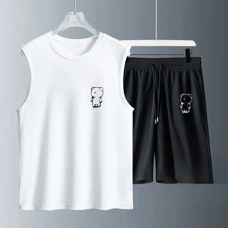 Men's Tank Top Sets 2026 Summer Quick drying Sportswear Breathable running drip clothing oversize beach sports seaside