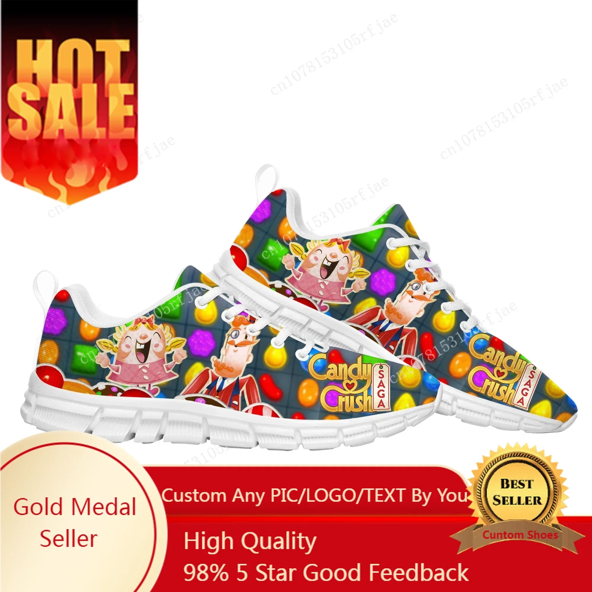 Candy Crush Saga Scarpe sportive Gioco di cartoni animati caldi Sneaker da donna per uomo Scarpe su misura per coppia
