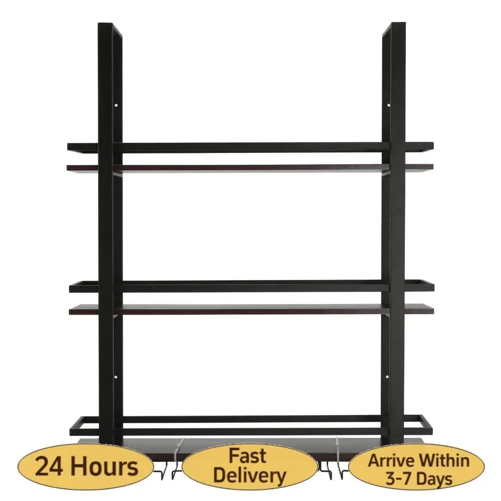 Scaffale a 3 livelli da parete in metallo per vino con porta bicchieri, espositore per cucina, sala da pranzo, decorazione per la casa