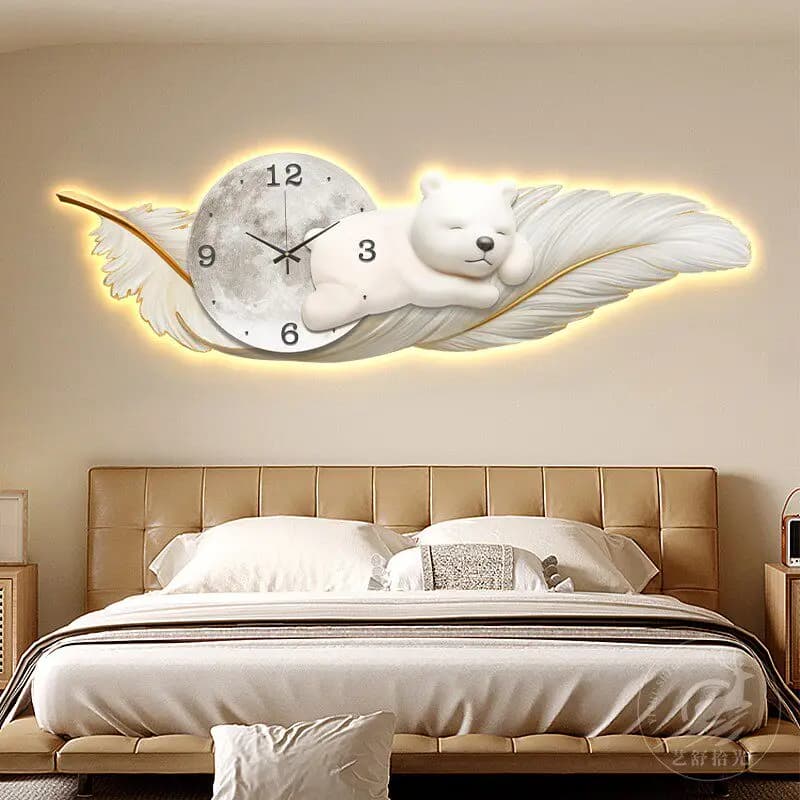 Orologio da parete creativo 2026 nuovo con penna e lampada, decorazione per soggiorno e camera da letto a tema panda