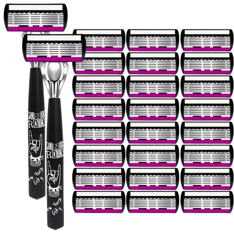 Razor for men, premium shaving shaver, 6-layer razor facial hair is supplied with replaceable blades, 6-layer refills