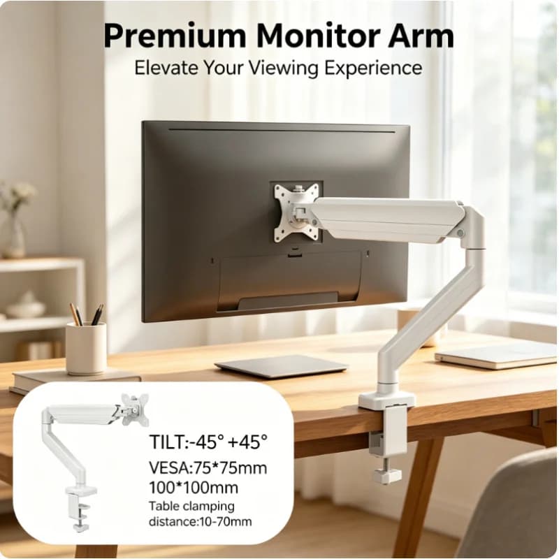 Supporto ergonomico universale da scrivania per monitor da 32 pollici, supporto per schermo singolo fino a 19,8 libbre, regolabile per casa e ufficio