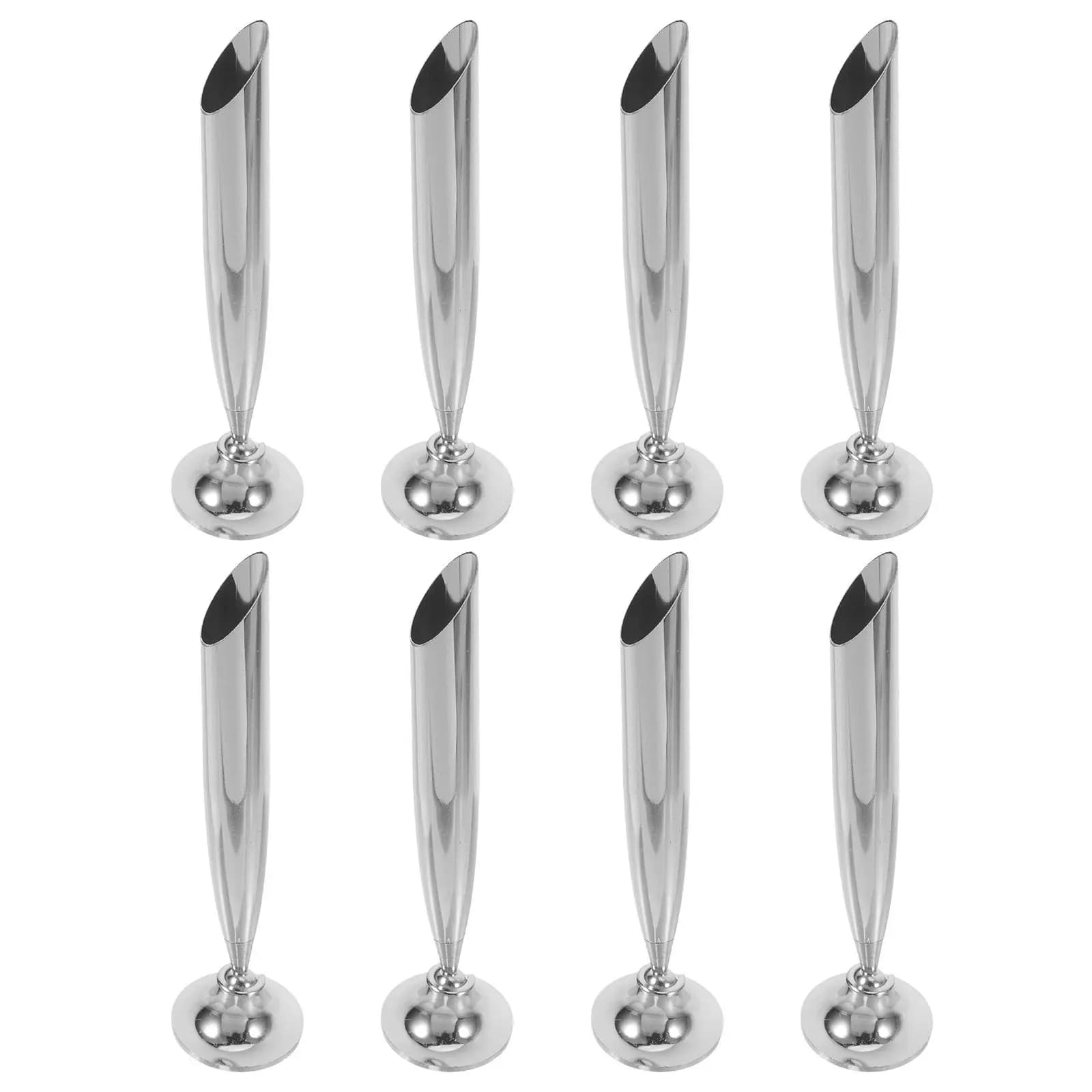 8Pcs Metal Pen Holder Reception Desk Stable Weighted Base Single Hole Fountain Pen Stand Office Signing Desk Organizer