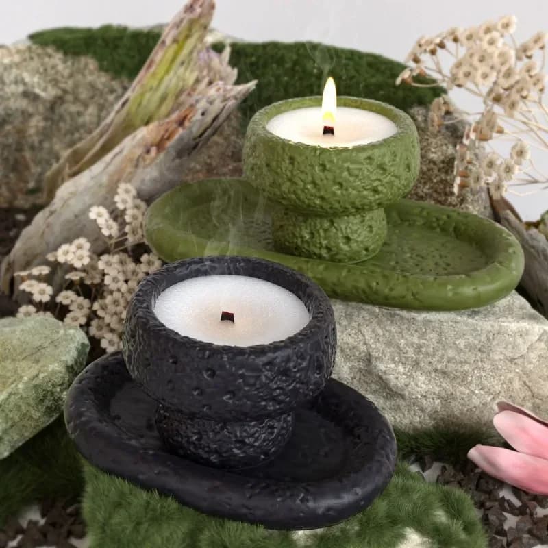 2026 new model silicone candle cup mold with stone texture for cement gypsum epoxy resin diy home decoration storage tray