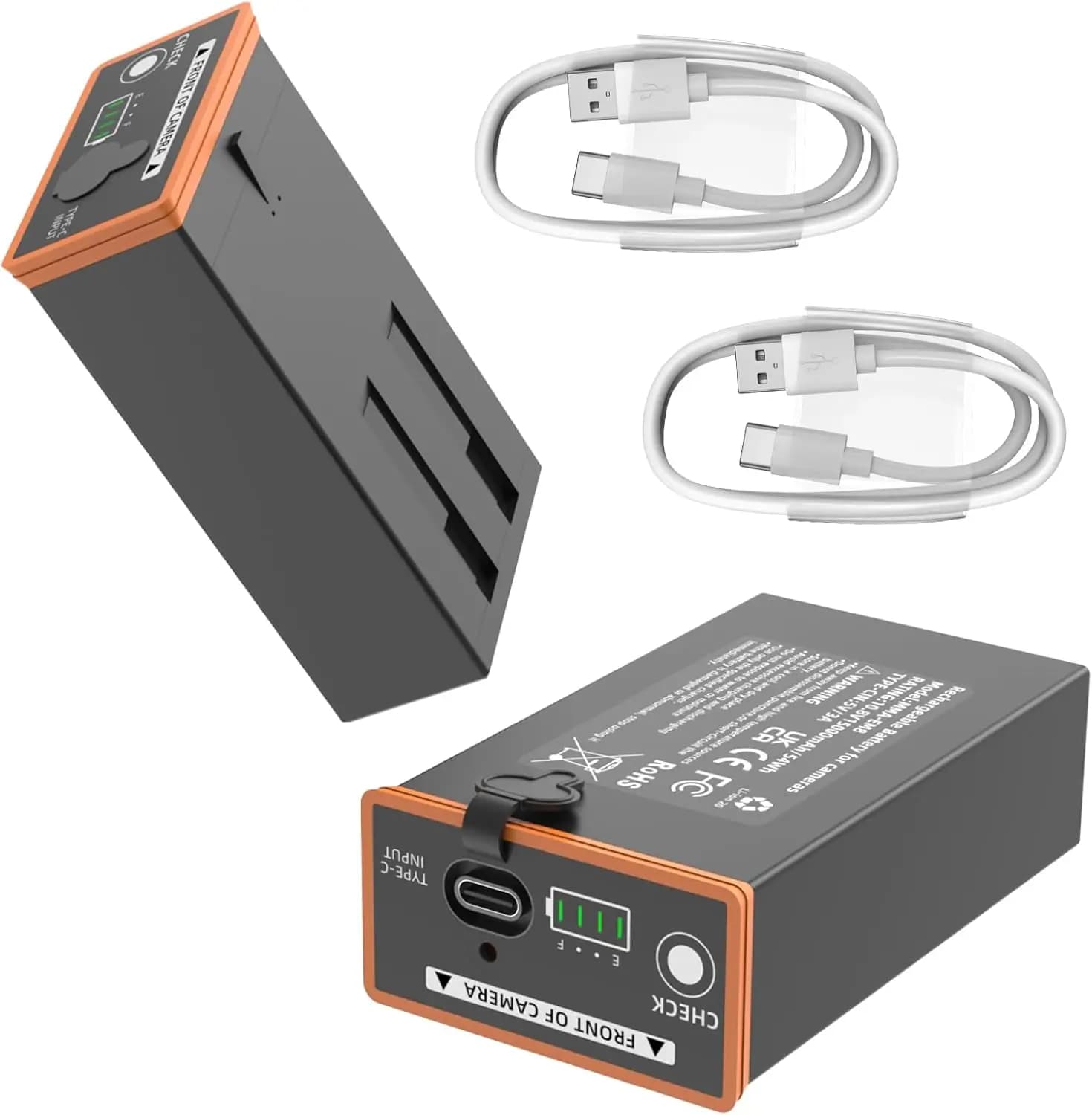 Pack of 2 rechargeable lithium-ion batteries for tracking cameras, 5000 mAh equivalent to 18 AA batteries