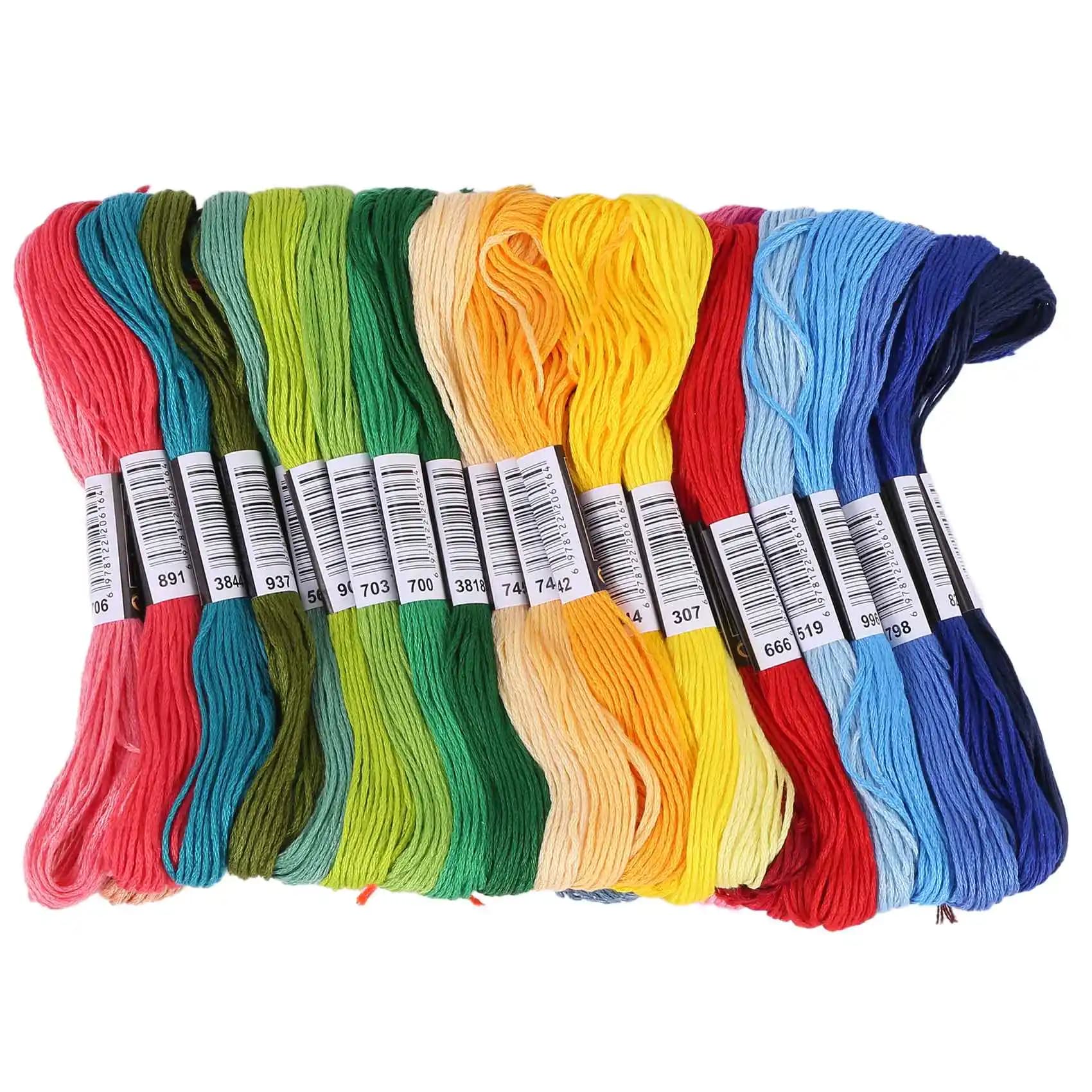 A76I-50 Skeins Embroidery Floss Cross Stitch Thread Bracelet String With Needles For Friendship Bracelet