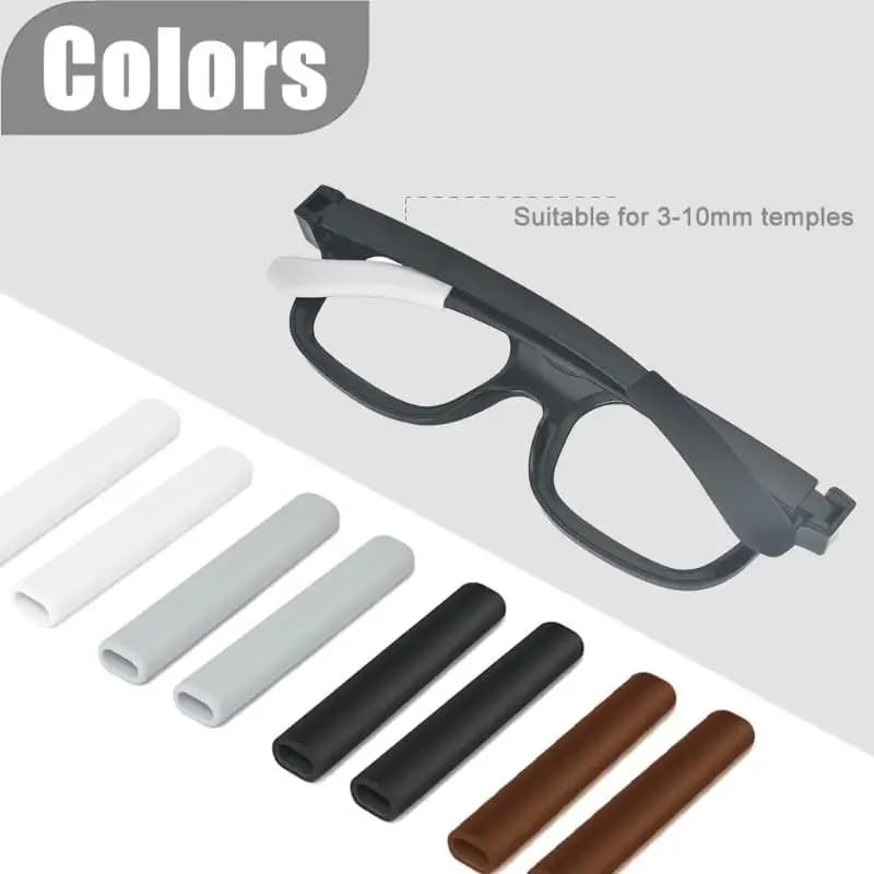 Nuovi 2 Paia di Copri-Auricolari Antiscivolo in Silicone per Occhiali da Sole e da Vista, Supporti per Aste Neri Bianchi Marroni