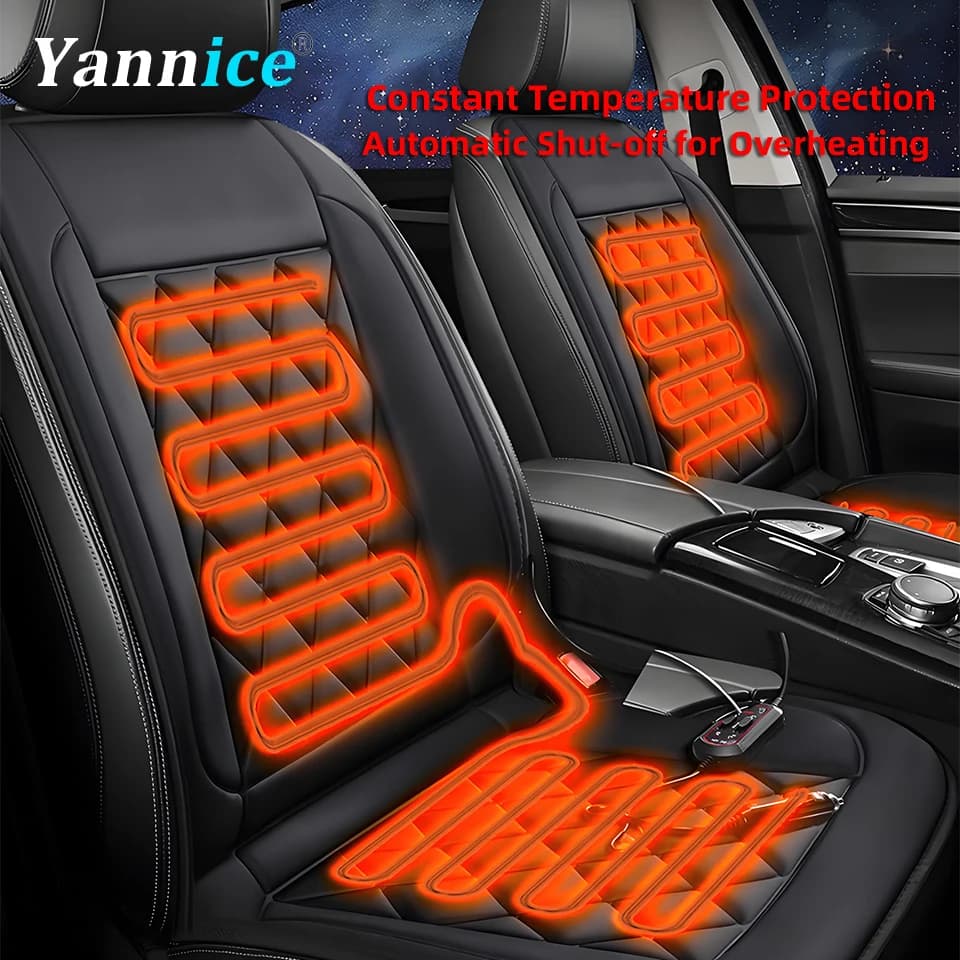 12V Universal Car Heated Seat Cushion Quick Heating Car Seat Covers Hot Winter Car Accessories Heating Bearings Available Black and Red