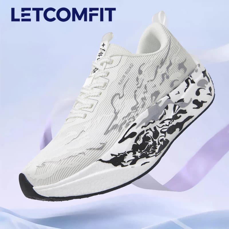 Men's Running Shoes with Carbon Plate Breathable Double Neckline Swimwear Light Fluorescent Night Shoes Casual Walking Shoes