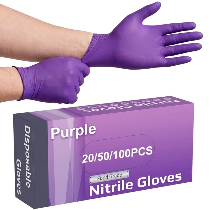 20/50/100PCS Nitrile Gloves Disposable Violet 5Mil Thick Latex Free Household Gloves for Women Cleaning Kitchen Beauty Hair Dye