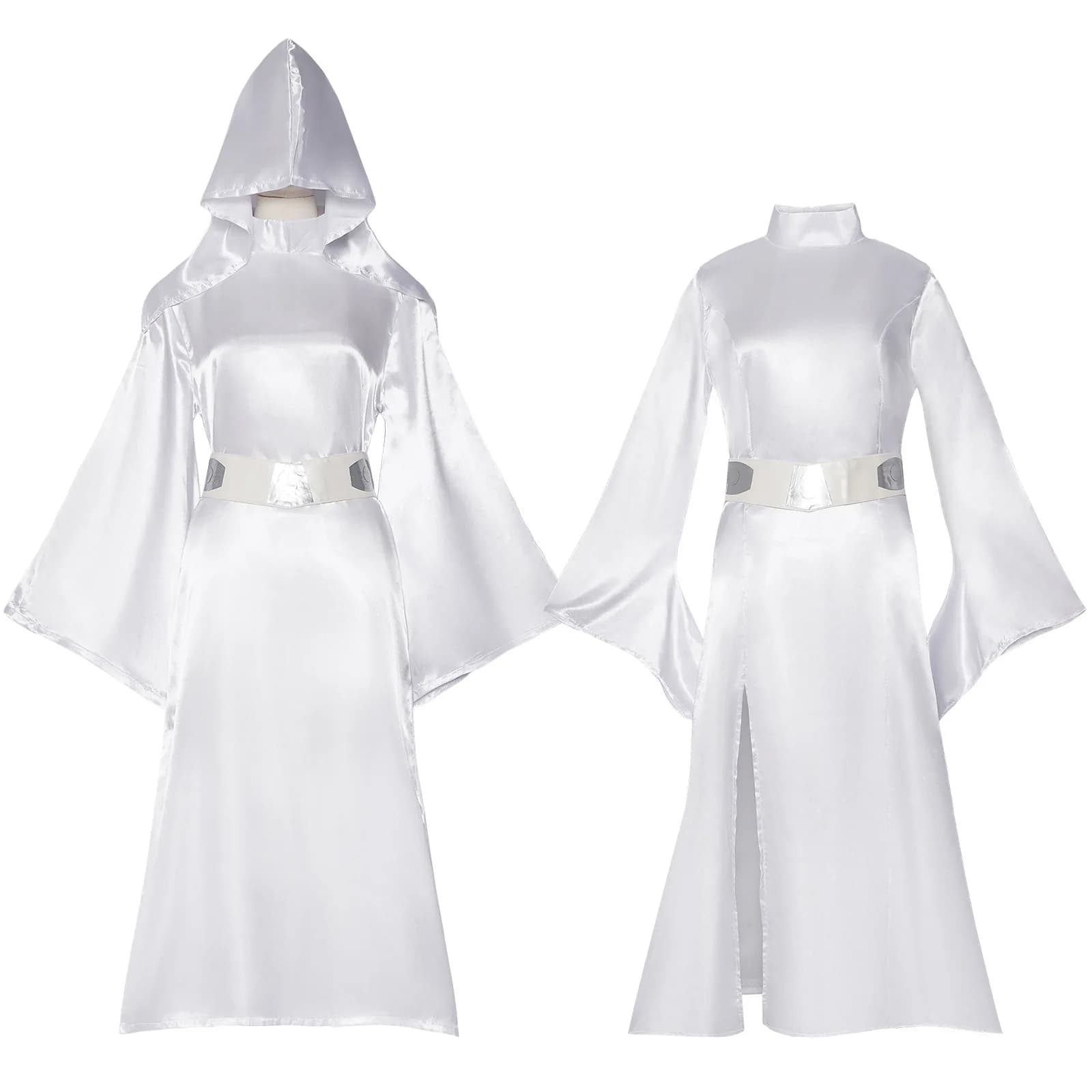 Costume da Principessa Leia, Abito Bianco per Cosplay, Vestito da Battaglia Spaziale, Costume per Adulti, Abbigliamento per Feste in Maschera