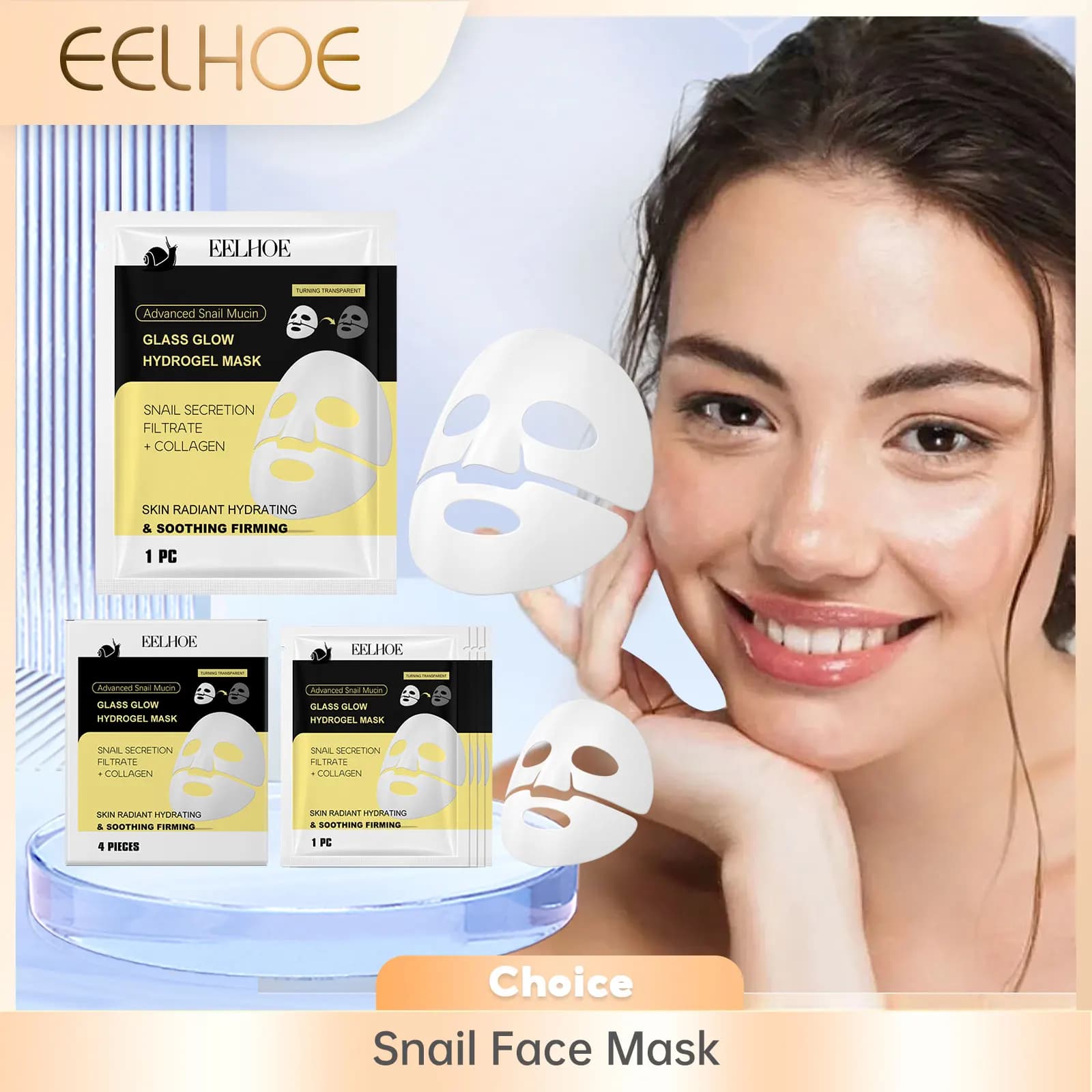 Maschera per il viso 3 in 1 Rassodante Pelle Idratante Lifting Contorno viso Ringiovanimento della pelle liscia Maschera per il viso segretione di lumache al collagene